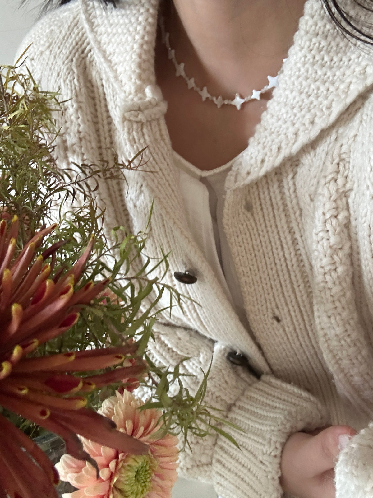 Mother-of-Pearl Starburst Necklace - SH5127ZS