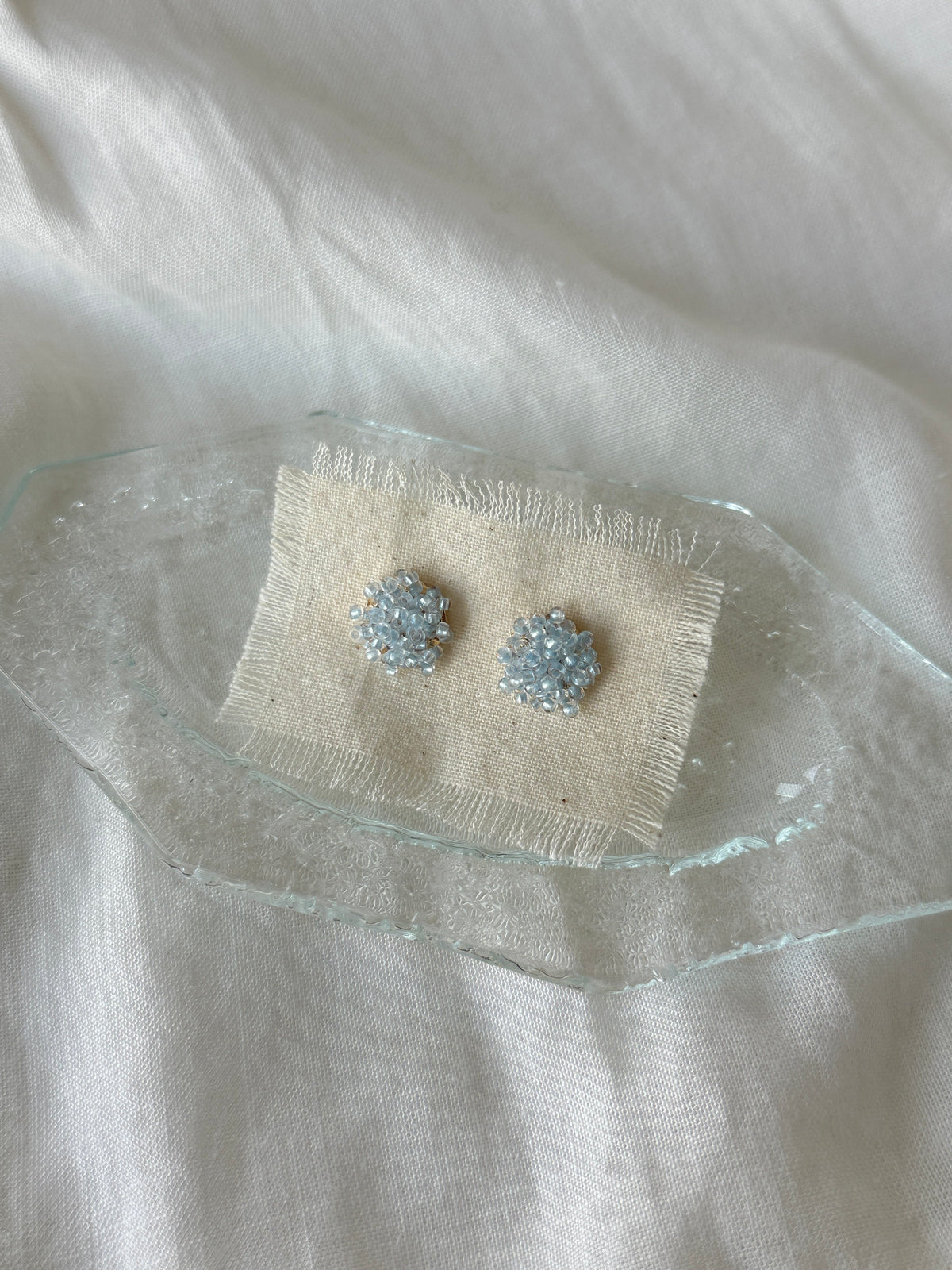 Sheer Blue Beaded Earrings - SH5130WW