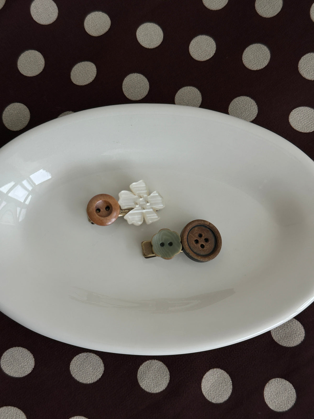 Vintage Button Flower Hair Clips - SH5103ZV