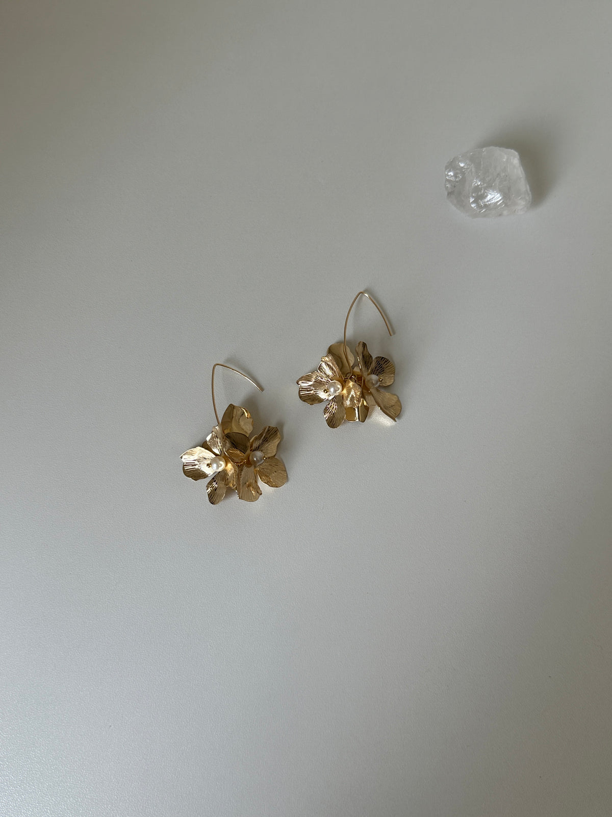 Gold Hydrangea Flower Earrings - SH5114AI
