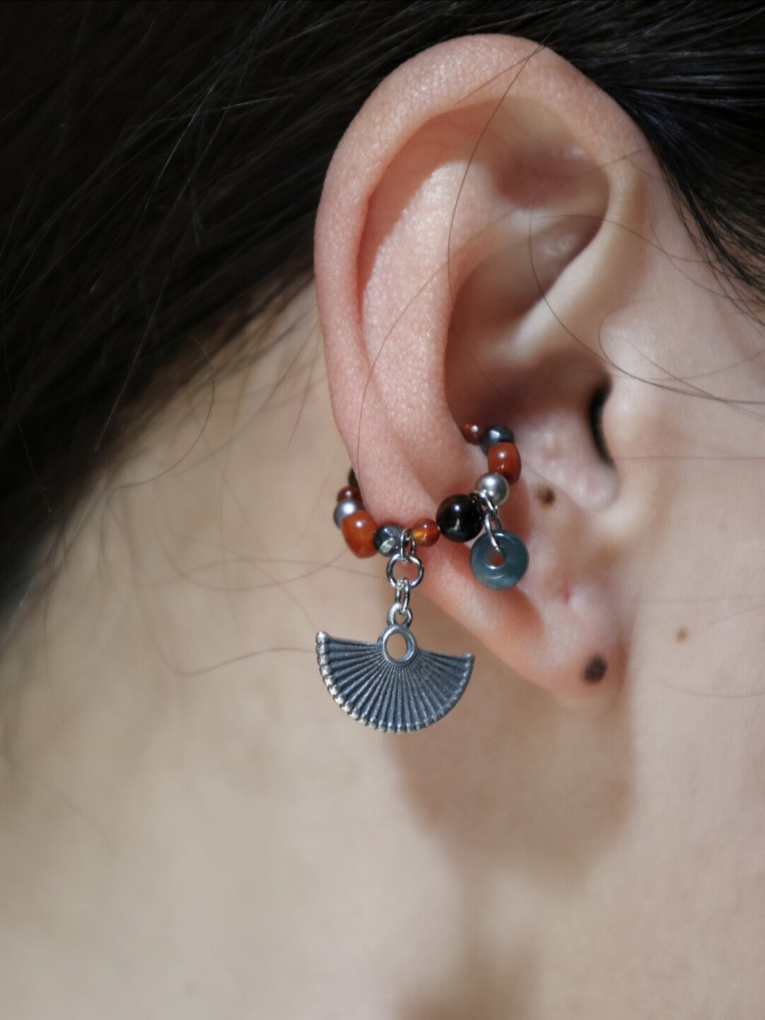 Vintage Fan Beaded Earrings