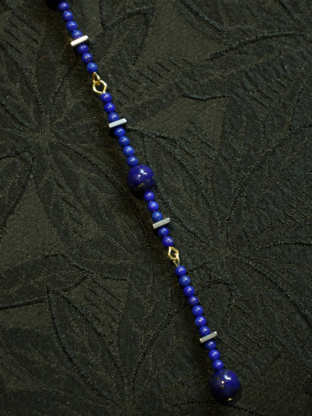 Handmade Lapis Lazuli Beaded Long Earrings