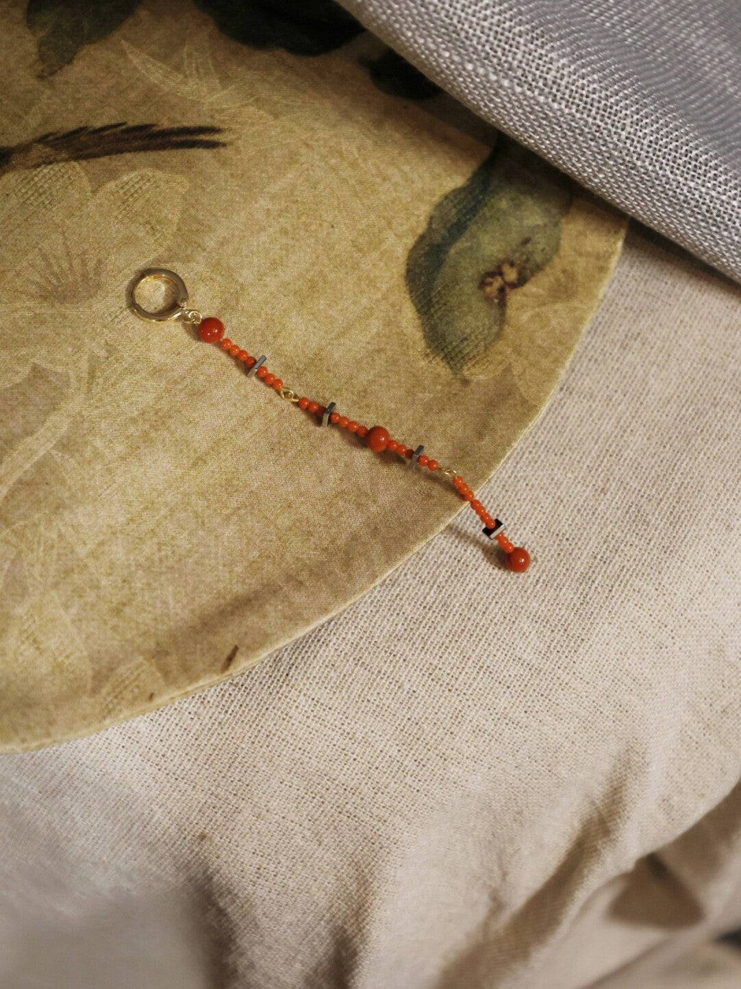Handmade Red Agate Beaded Long Earrings