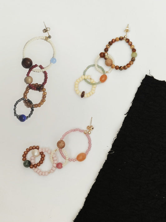 Cute Colorful Glass Beaded Circle Earrings