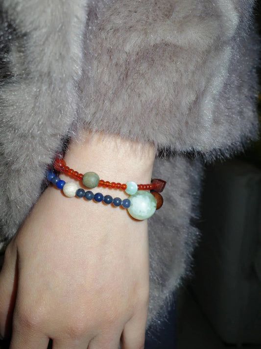 Natural Stone Sandalwood Beaded Colorful Bracelet