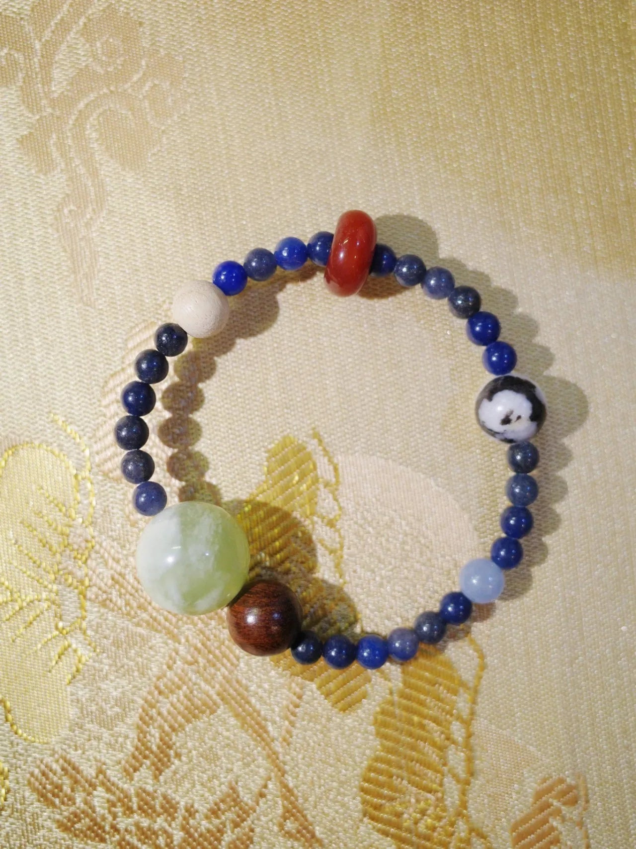 Natural Stone Sandalwood Beaded Colorful Bracelet
