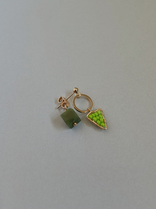 Natural Jade Green Triangle Earrings