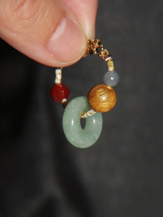 Peace Buckle Jade Beaded Hoop Earrings