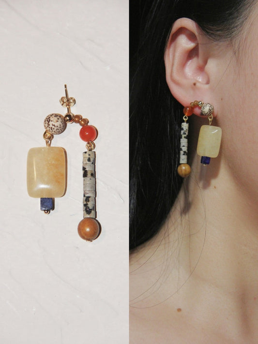 Agate Bodhi Seeds Beaded Earrings