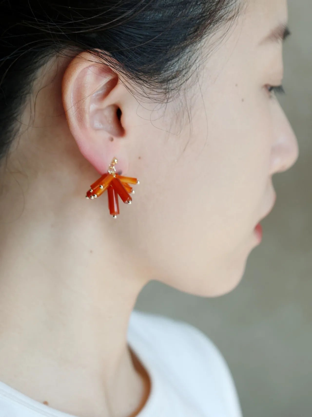 Red Firecrackers Beaded Earrings