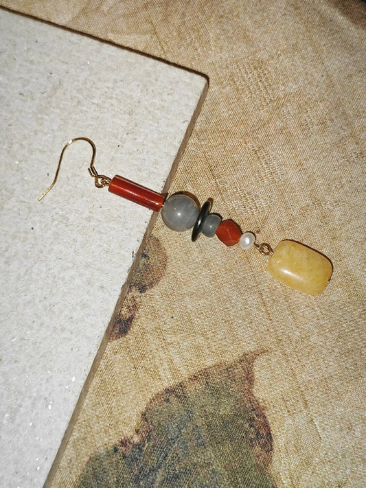 Radiant Yellow Chinoiserie Beaded Drop Earrings