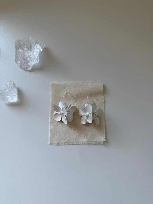 Silver Hydrangea Earrings - SH5117AG