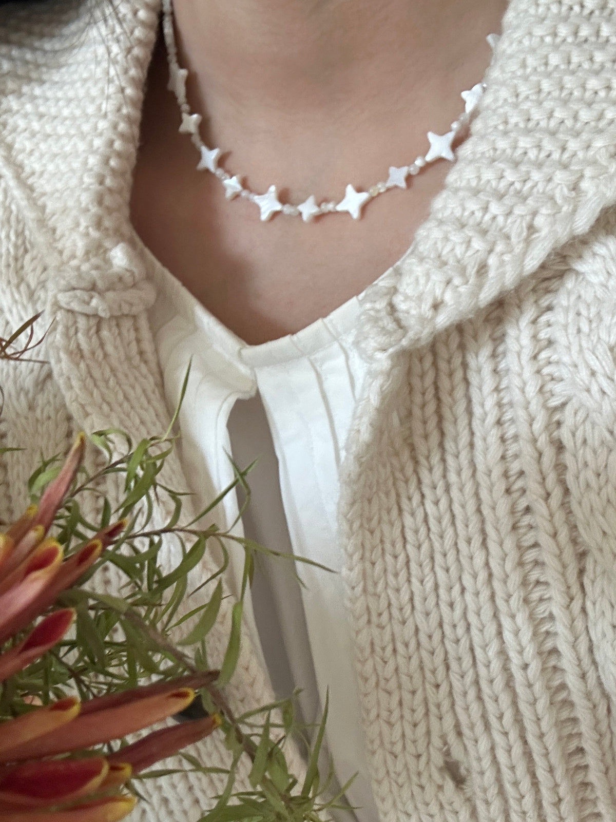 Mother-of-Pearl Starburst Necklace - SH5127ZS