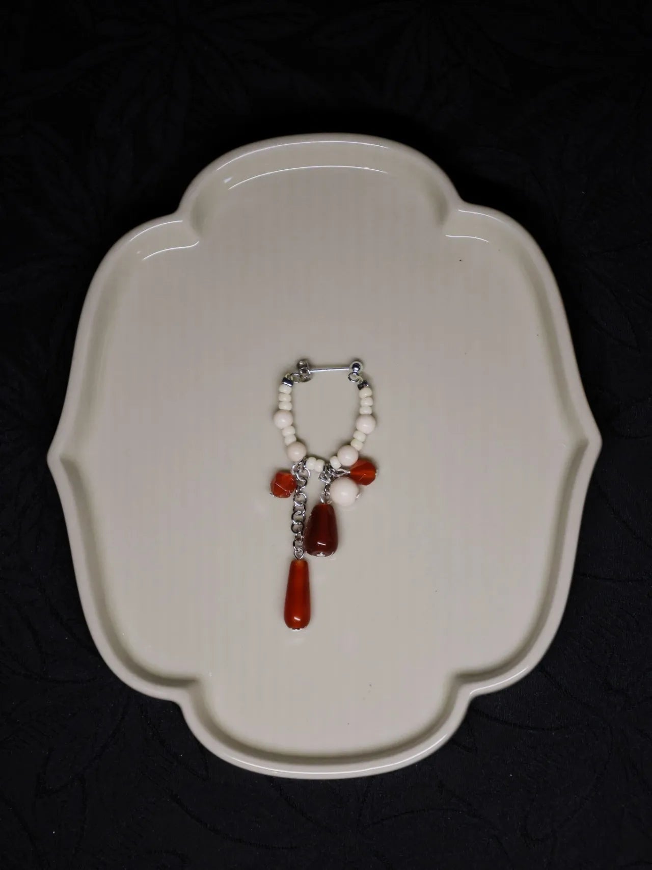 Ivory Crimson Tassel Earrings
