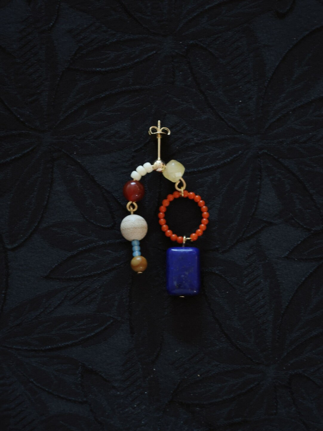 Red & Blue Asymmetrical Beaded Earrings