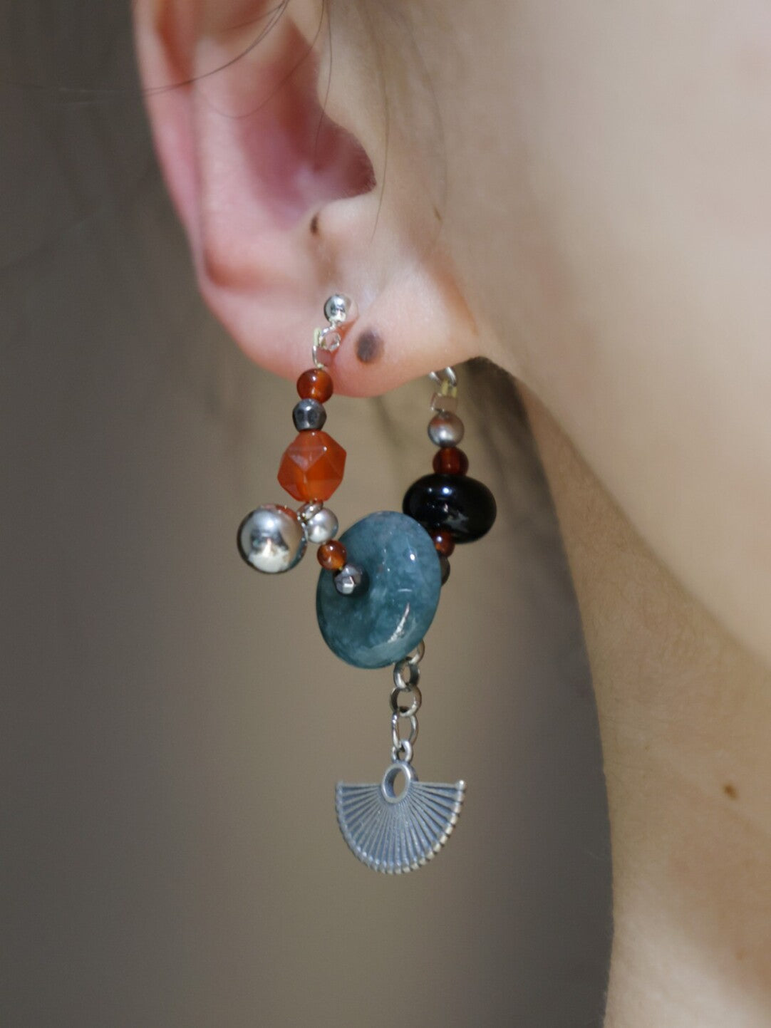 Vintage Fan Beaded Earrings
