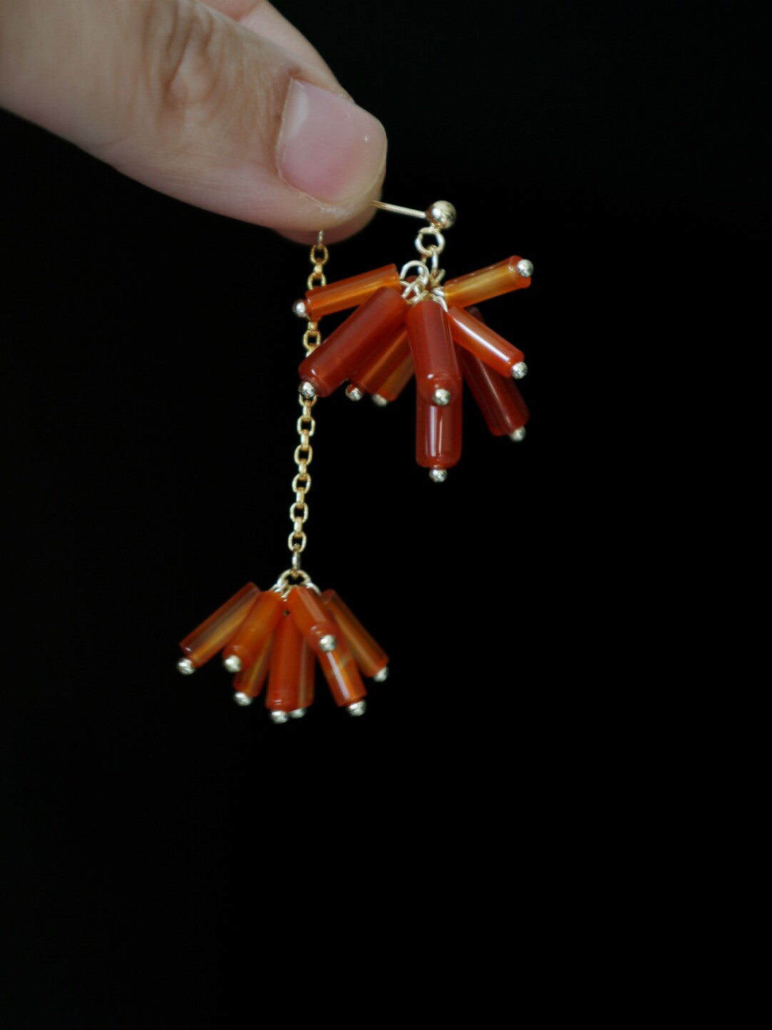 Red Firecrackers Beaded Earrings
