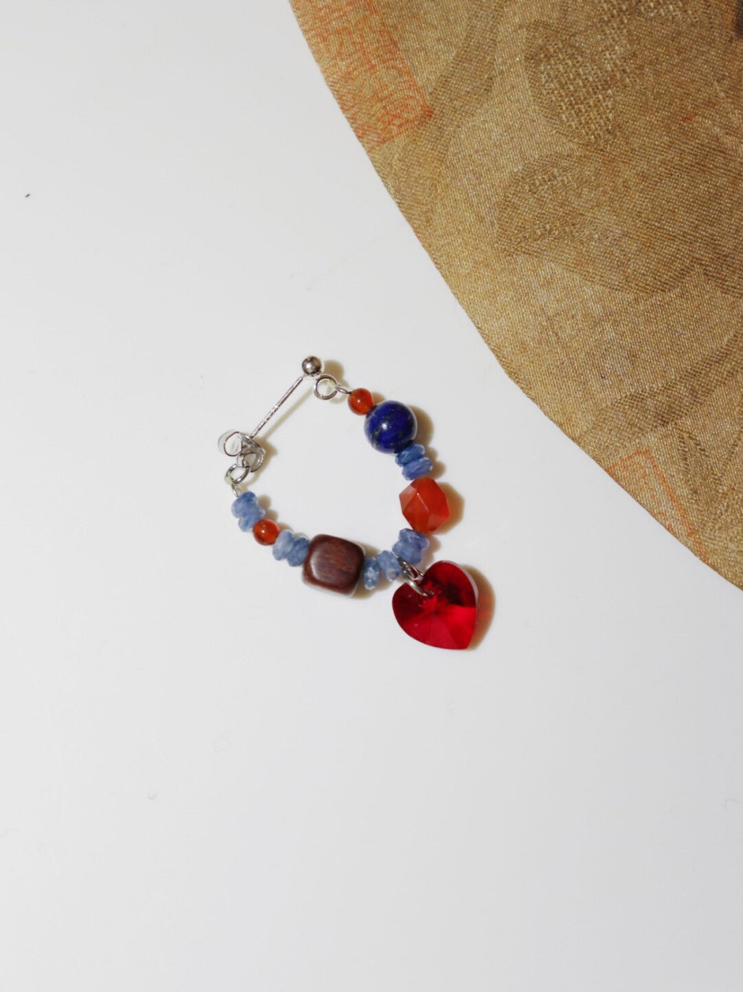 Red Agate Lapis Lazuli Heart Beaded Earrings