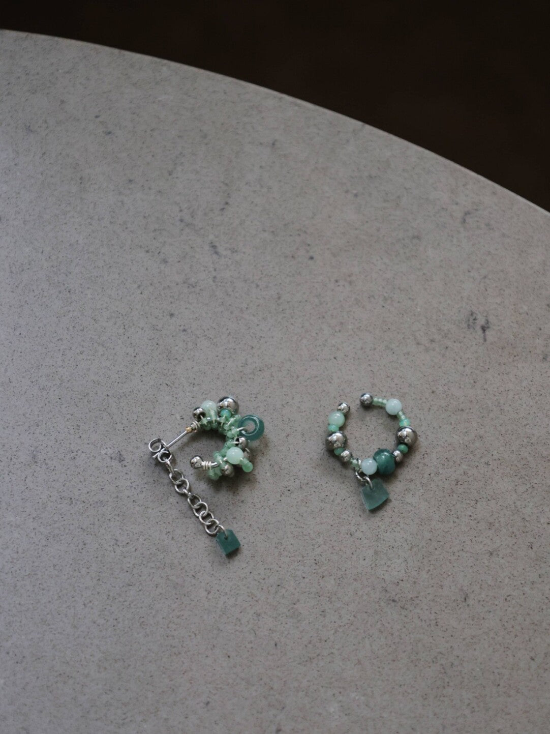 Handmade Green Floral Cluster Earrings