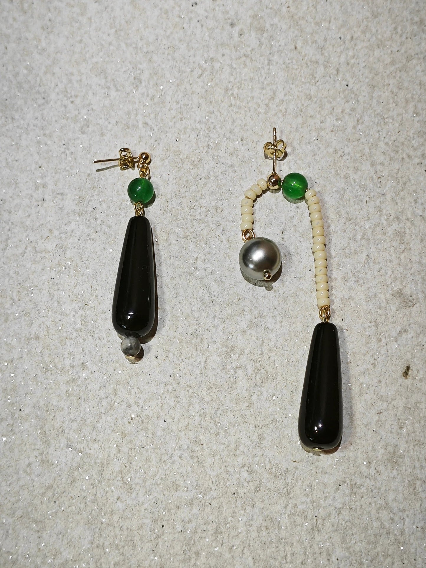 Agate Pearl Beaded Dangle Earrings