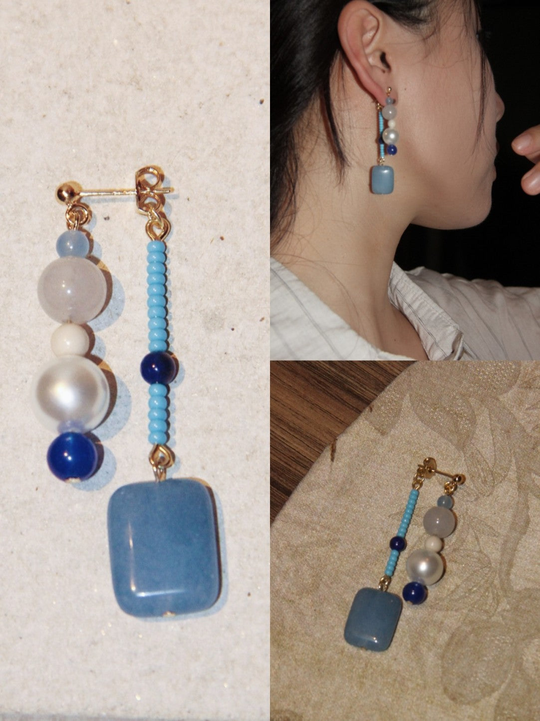 Blue River Natural Stones Beaded Earrings