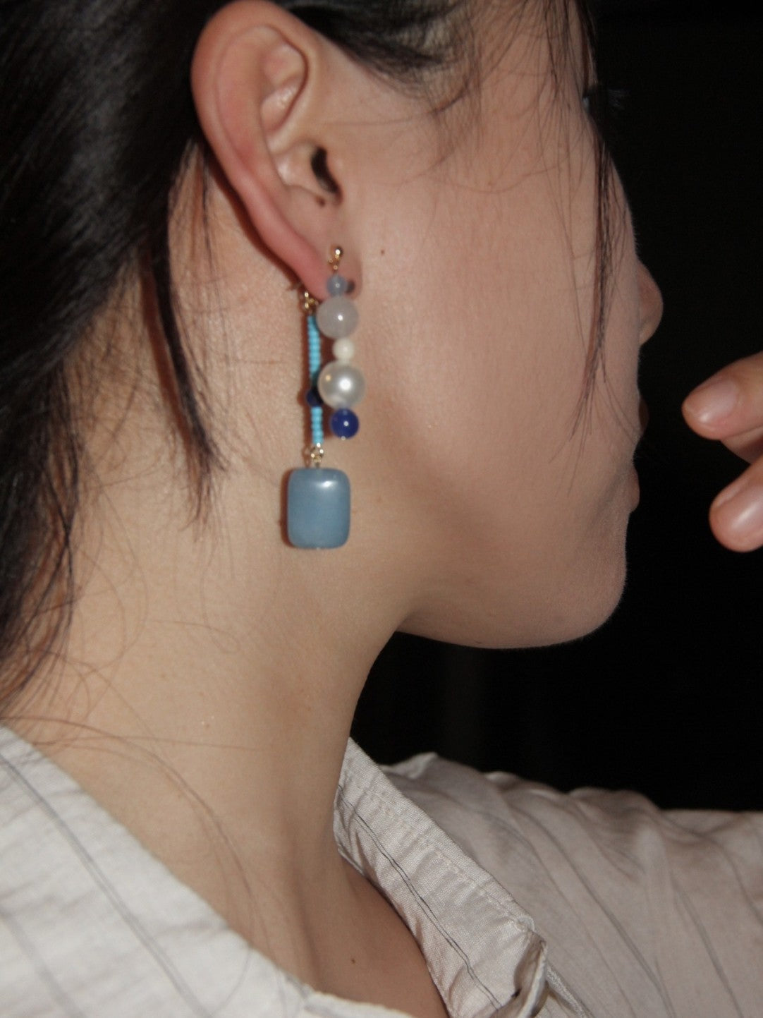 Blue River Natural Stones Beaded Earrings
