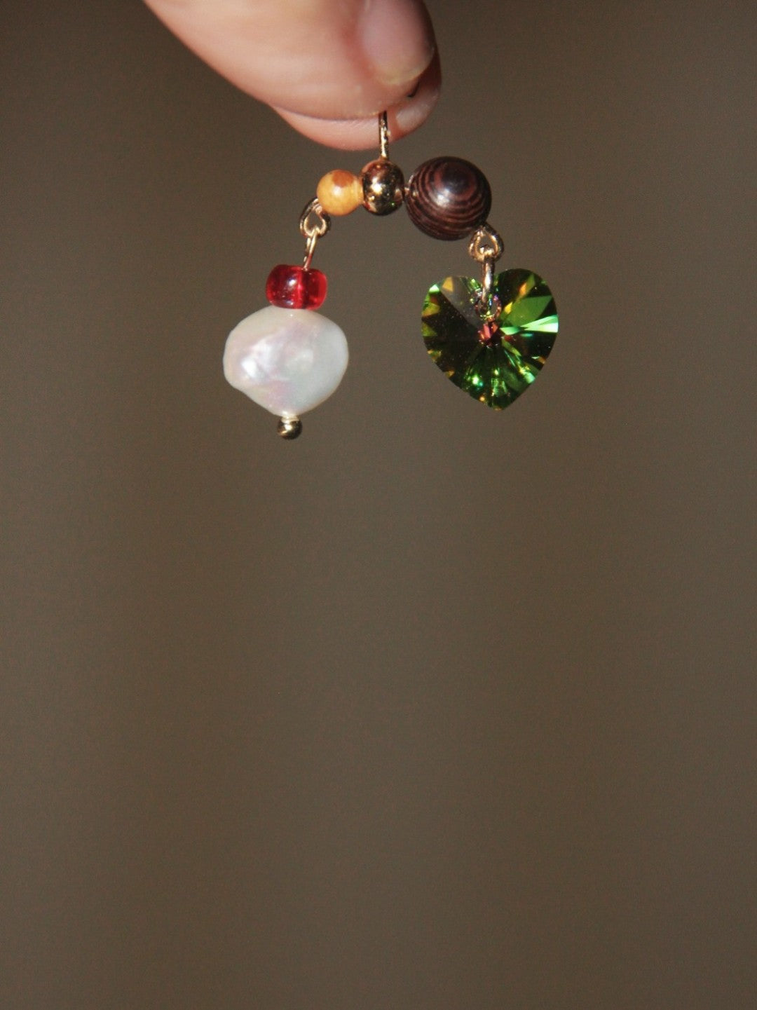 Cute Colored Glaze Pearl Heart Earrings