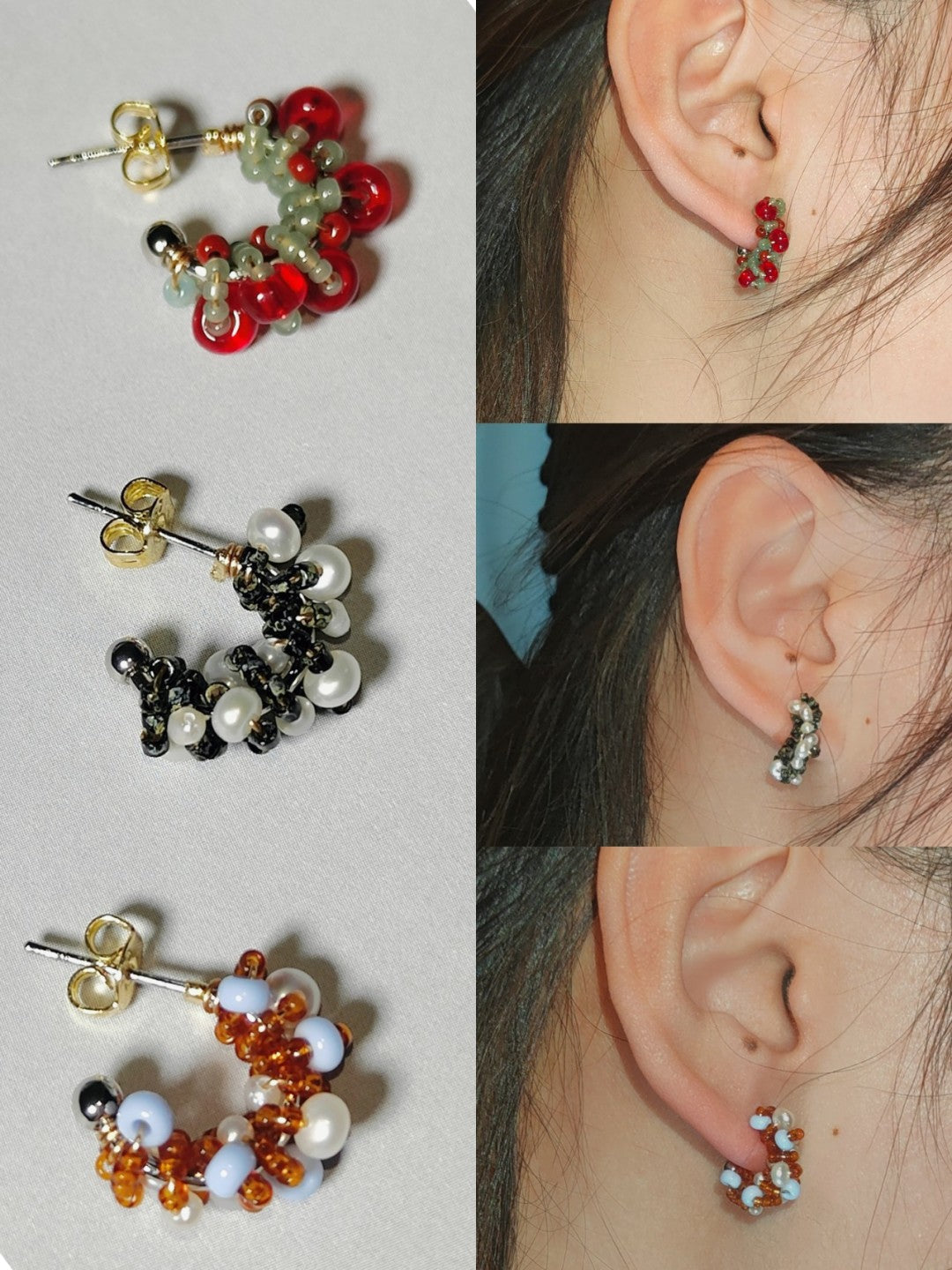 Colored Glaze Pearl Hoop Earrings