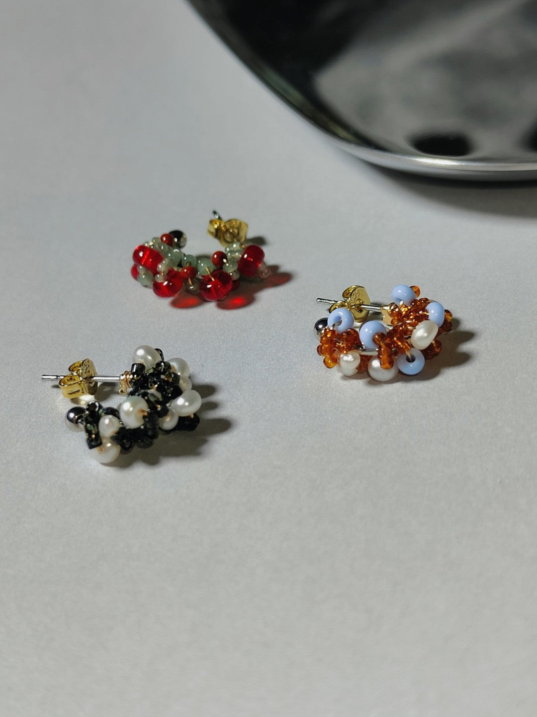 Colored Glaze Pearl Hoop Earrings
