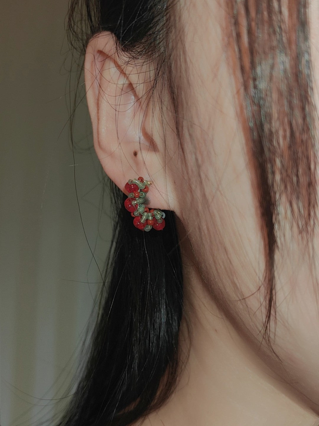 Colored Glaze Pearl Hoop Earrings