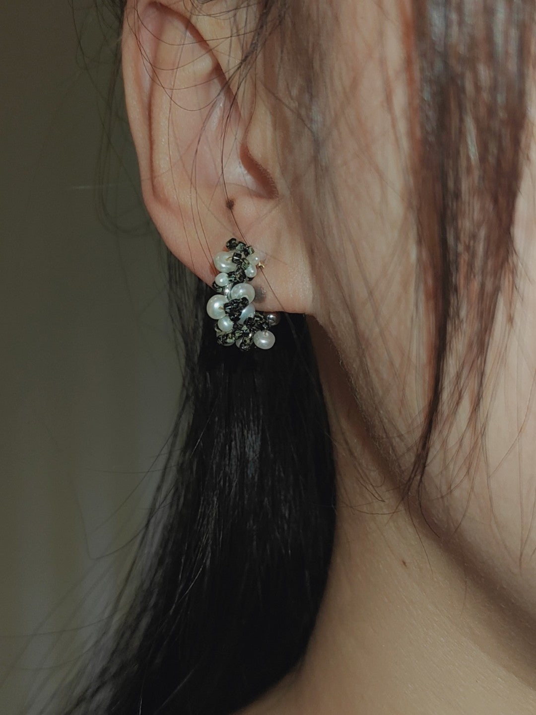Colored Glaze Pearl Hoop Earrings