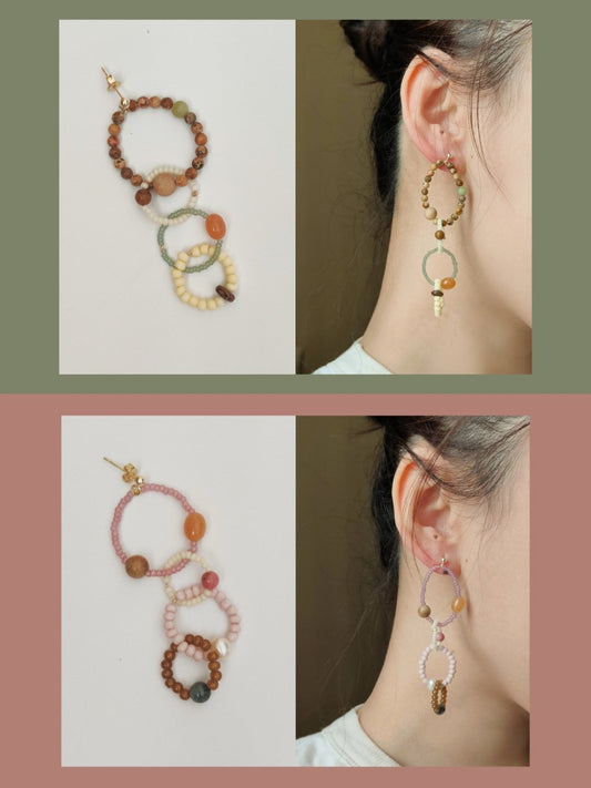 Cute Colorful Glass Beaded Circle Earrings