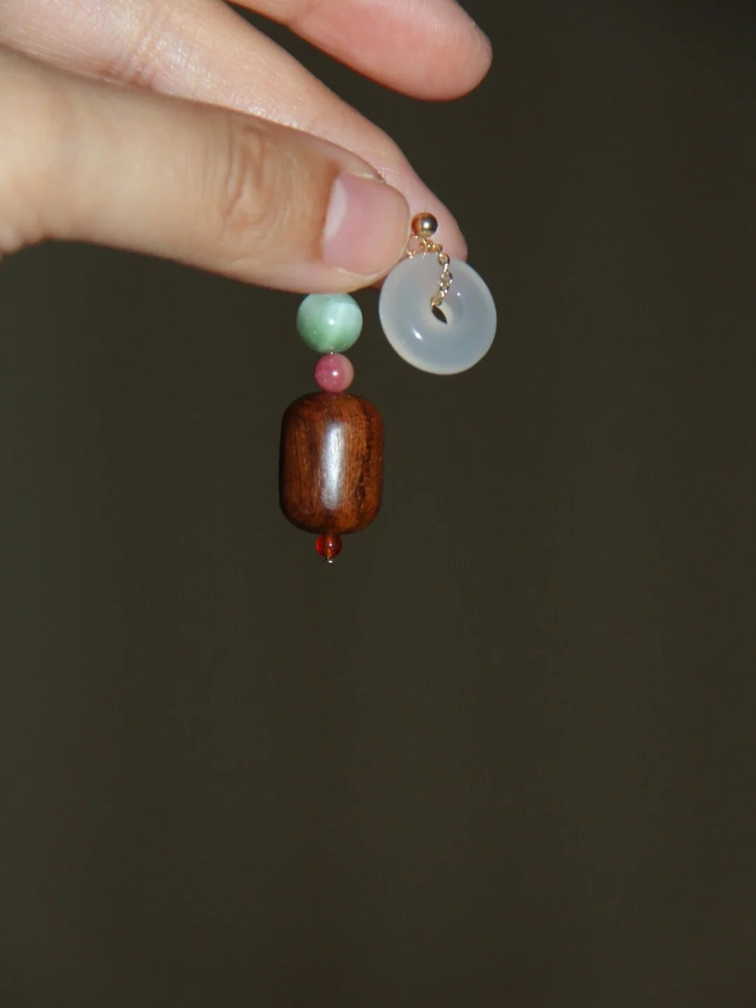 Peace Buckle Jade Wooden Beaded Earrings