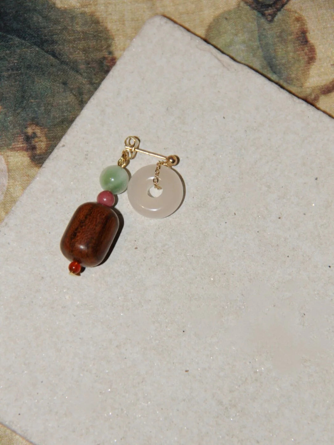 Peace Buckle Jade Wooden Beaded Earrings