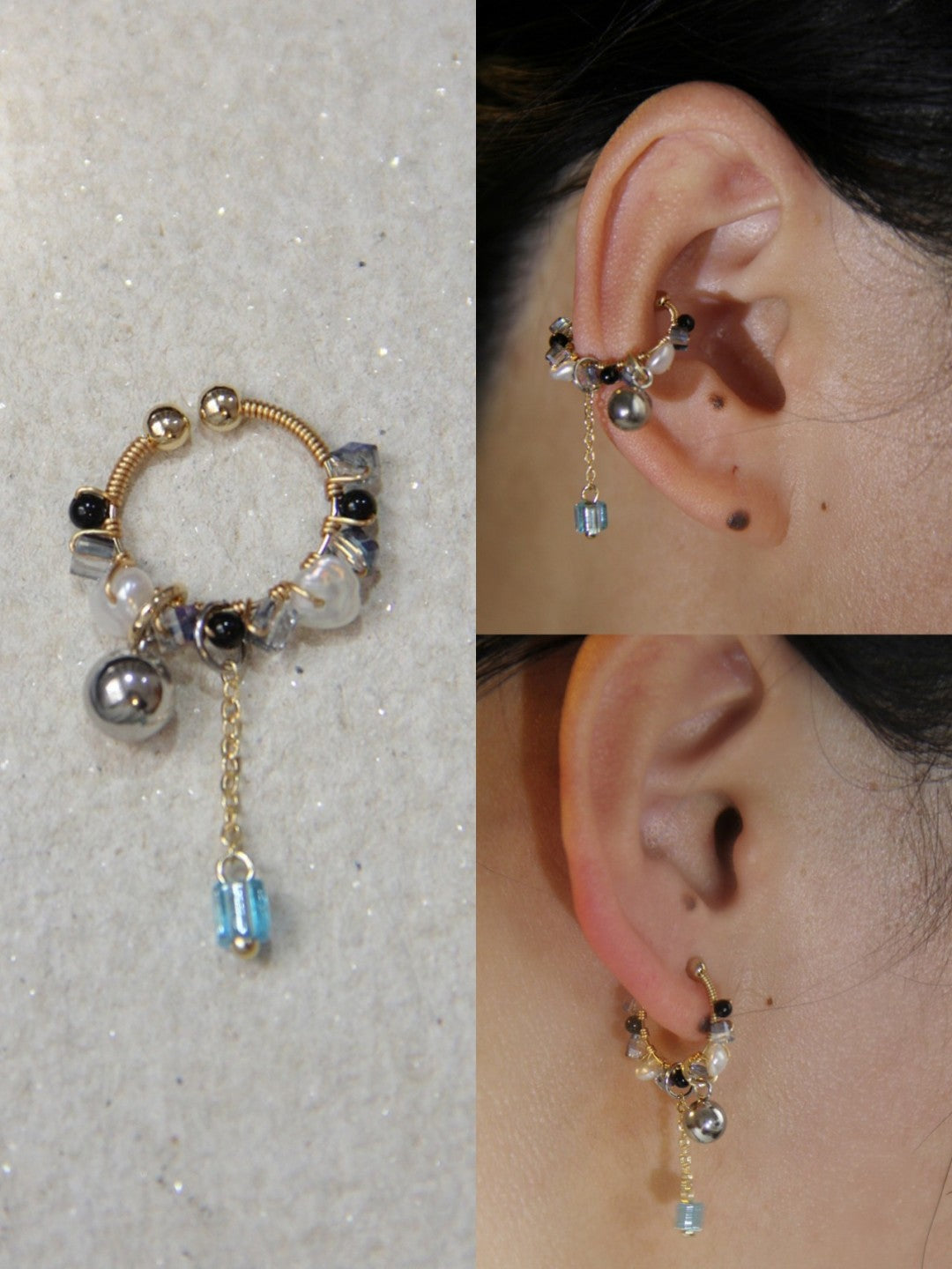 Pearl Glass Beaded Ear Cuff