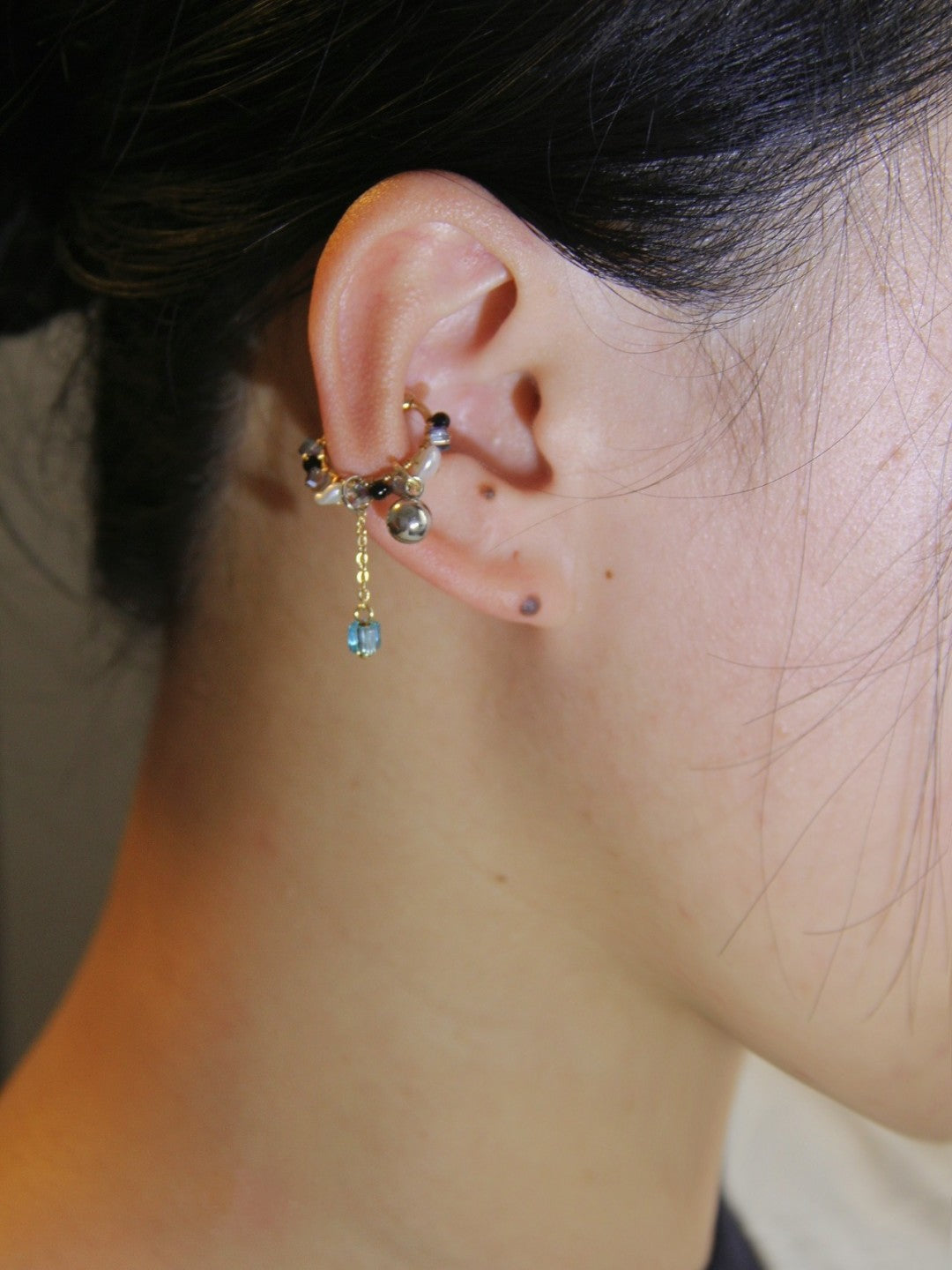 Pearl Glass Beaded Ear Cuff