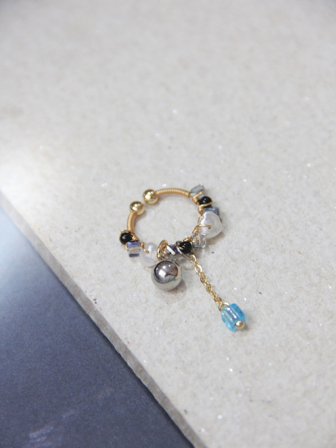 Pearl Glass Beaded Ear Cuff