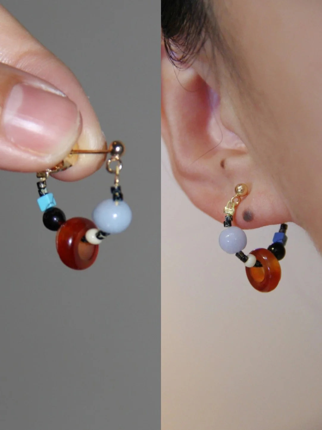 Natural Agate Zen Hoop Earrings