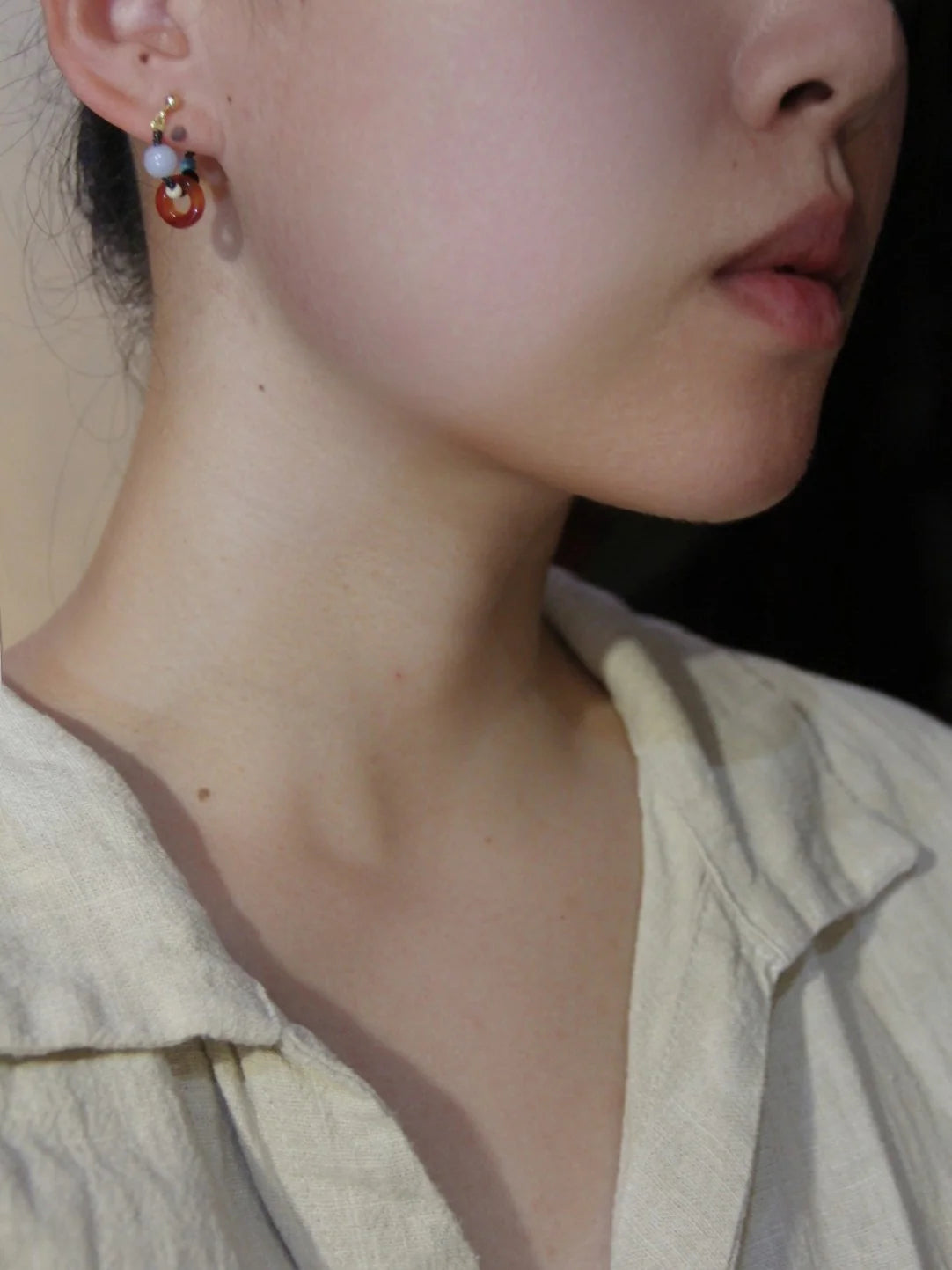 Natural Agate Zen Hoop Earrings
