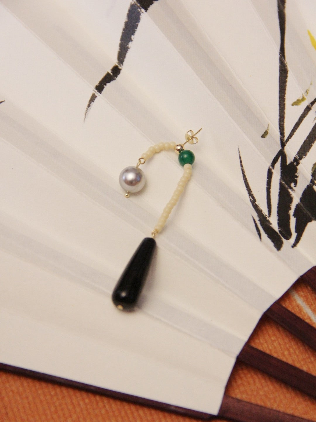 Agate Pearl Beaded Dangle Earrings