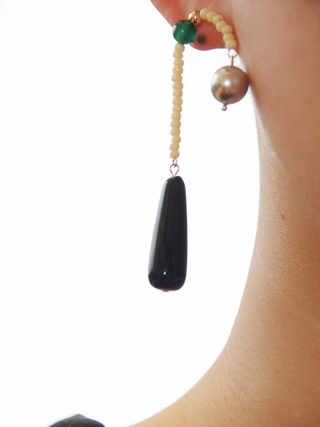 Agate Pearl Beaded Dangle Earrings