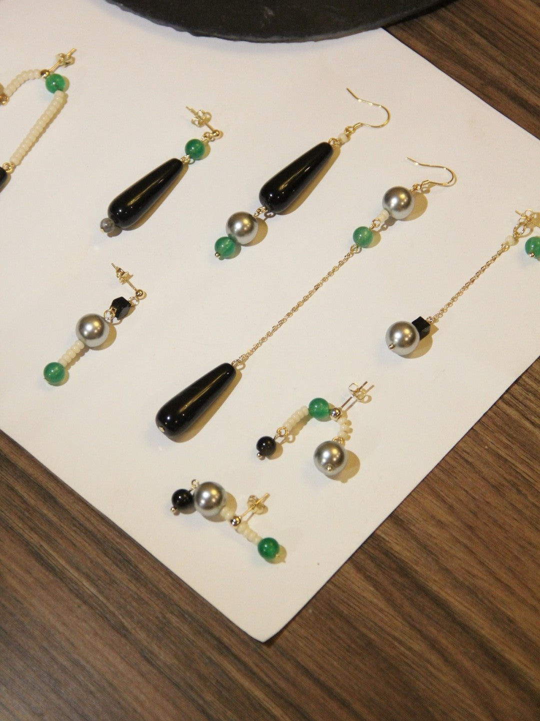 Agate Pearl Beaded Dangle Earrings