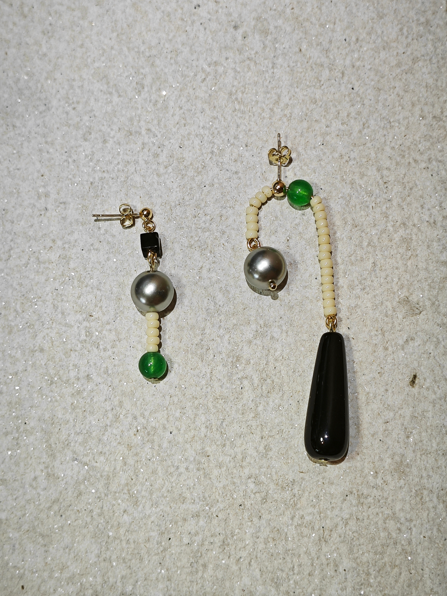 Agate Pearl Beaded Dangle Earrings