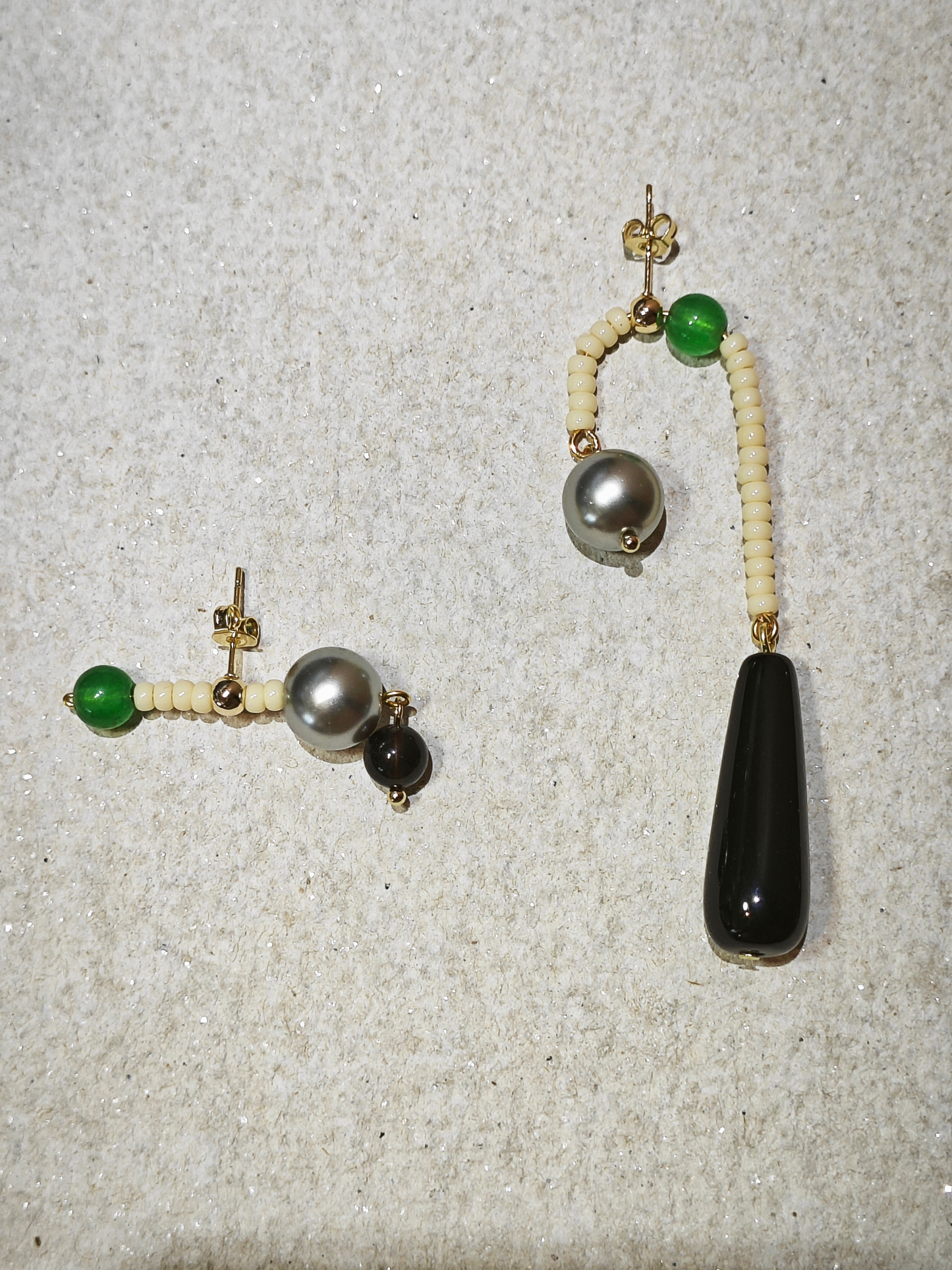 Agate Pearl Beaded Dangle Earrings