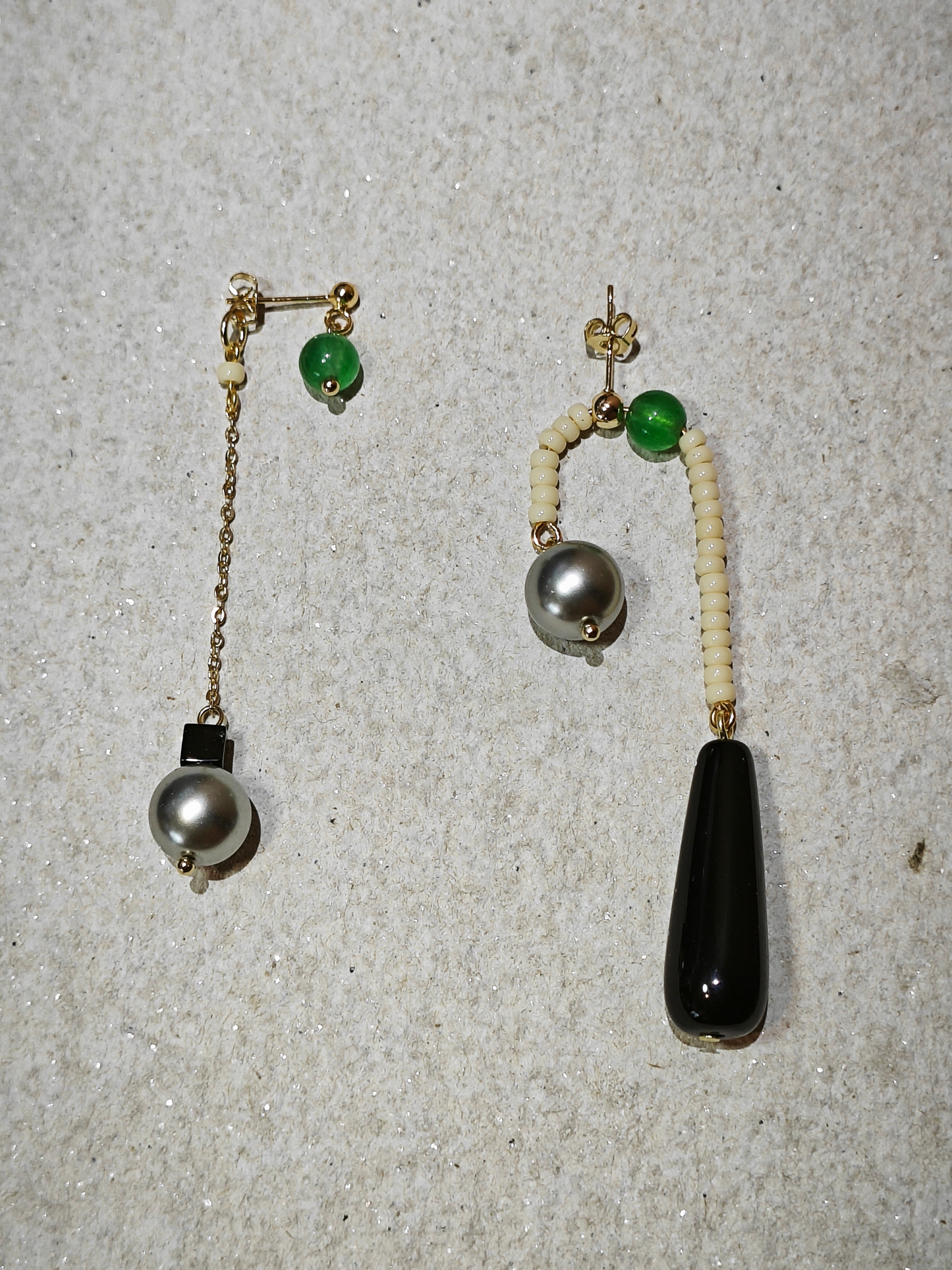 Agate Pearl Beaded Dangle Earrings