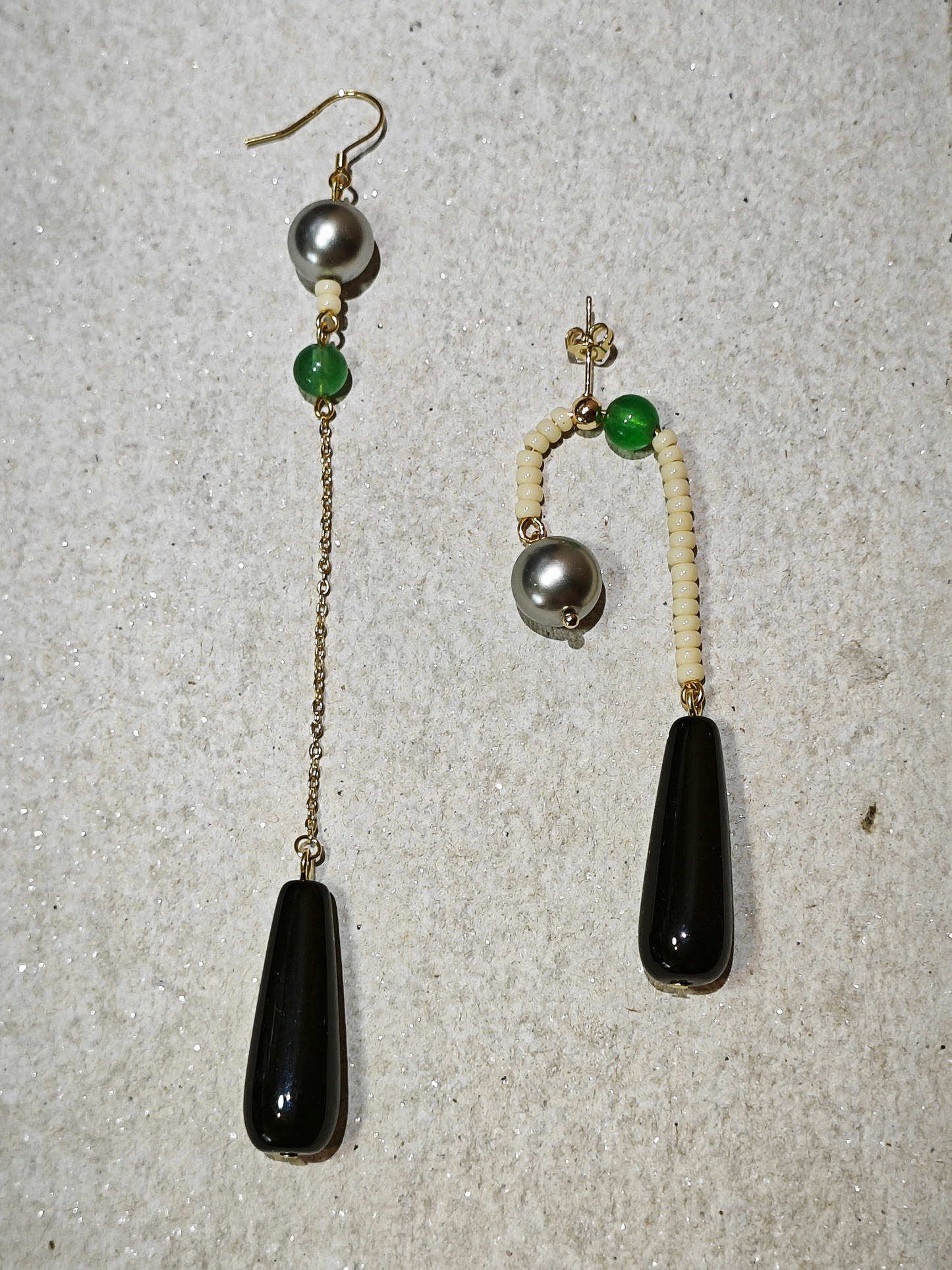 Agate Pearl Beaded Dangle Earrings