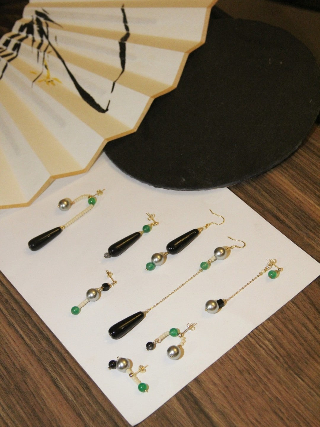 Agate Pearl Beaded Dangle Earrings