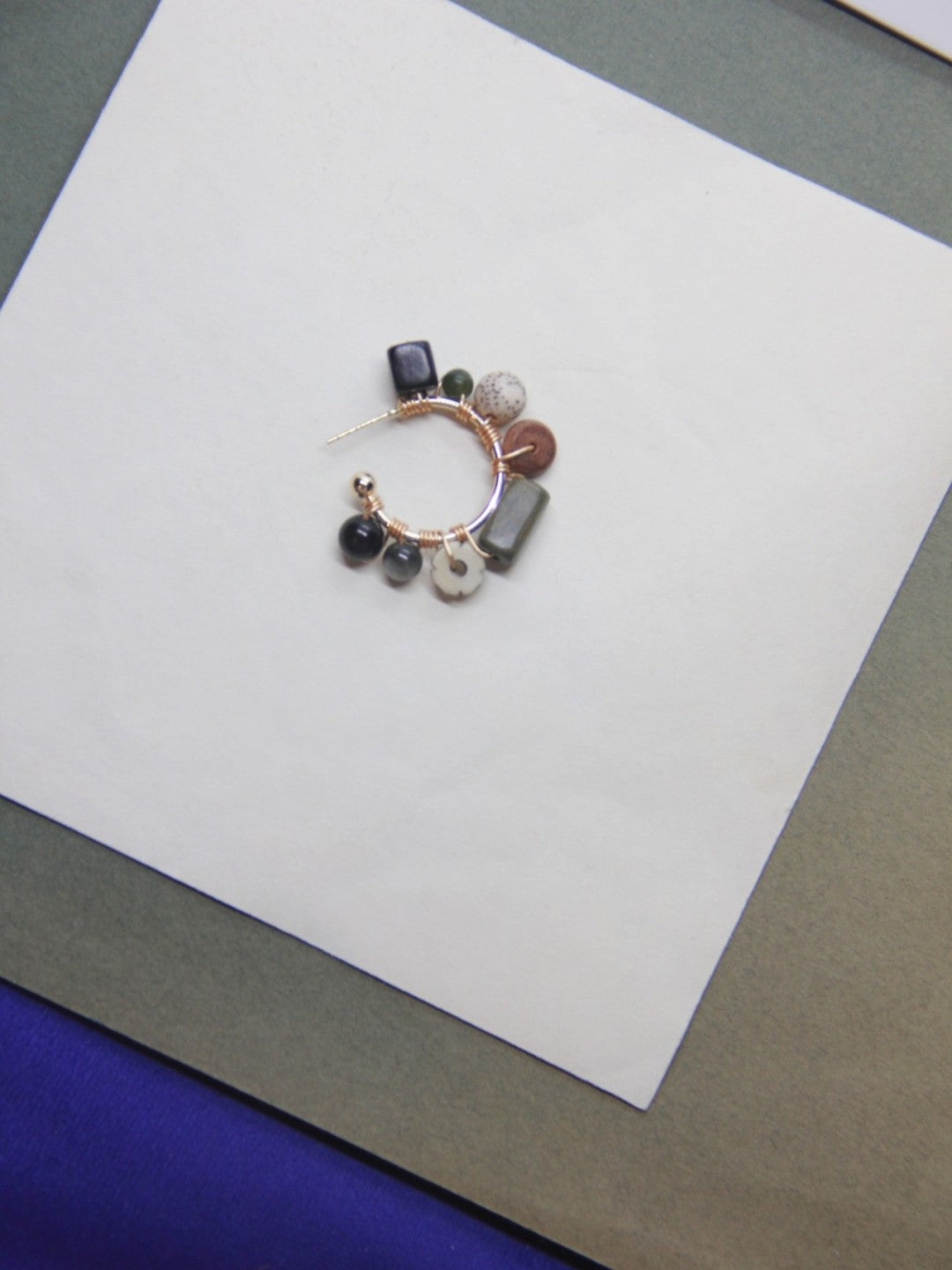 Black Onyx Bodhi Seeds Hoop Earrings