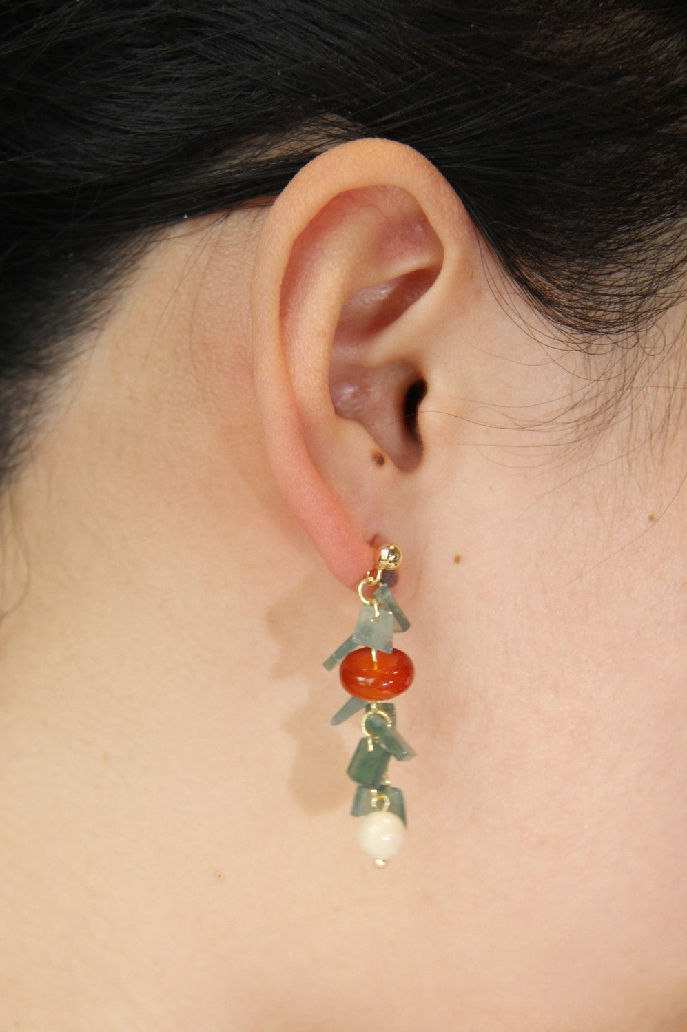 Natural Jade Agate Bamboo Earrings