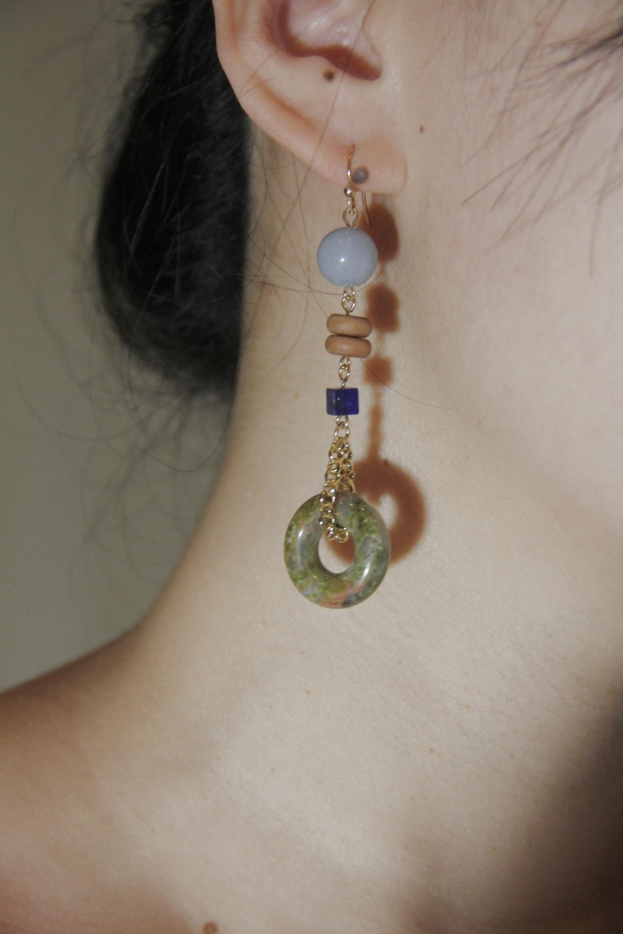 Natural Jade Peace Buckle Drop Earrings